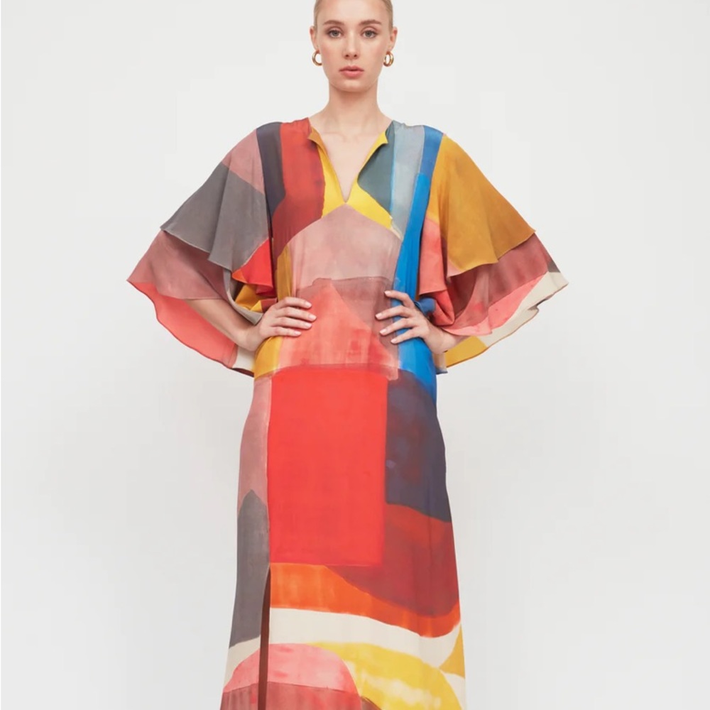 Arias New York silk tiered dress size 6 with pockets